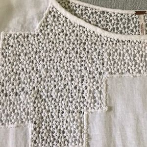 Free People white linen and lace cropped top